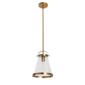 Wesley - Brushed Gold Metal and Seedy Glass 1 Ceiling Pendant Light