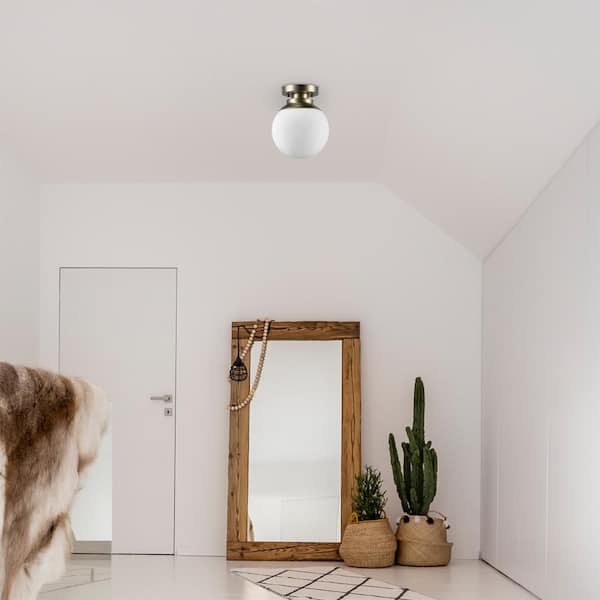 Portland 1-Light Brass Flush Mount