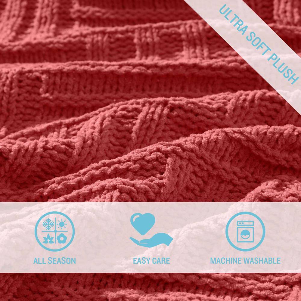 Coral Knitted Faux Fur Reversible Throw Blanket, 50" x 60"