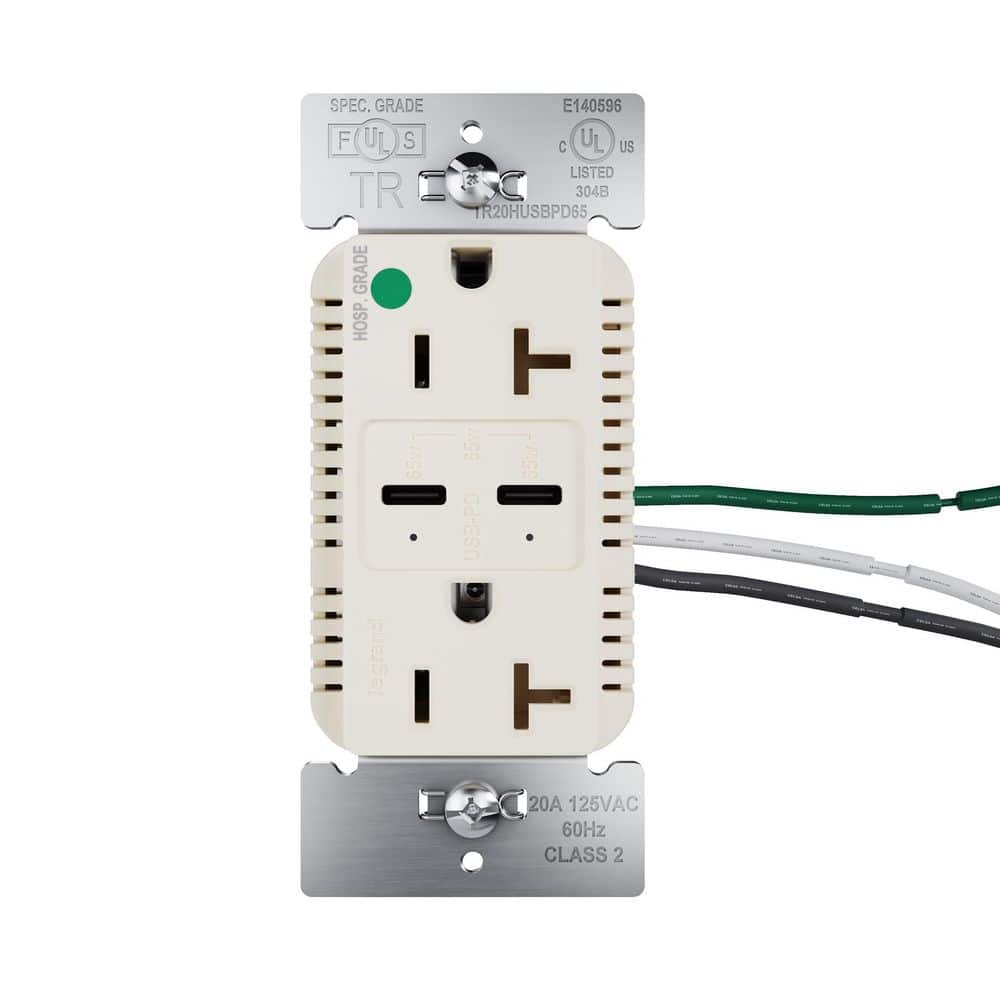 20A Tamper Resistant 65W Hospital Grade Power Delivery USB Type C Duplex Outlet Light Almond price history on PriceWatchPro
