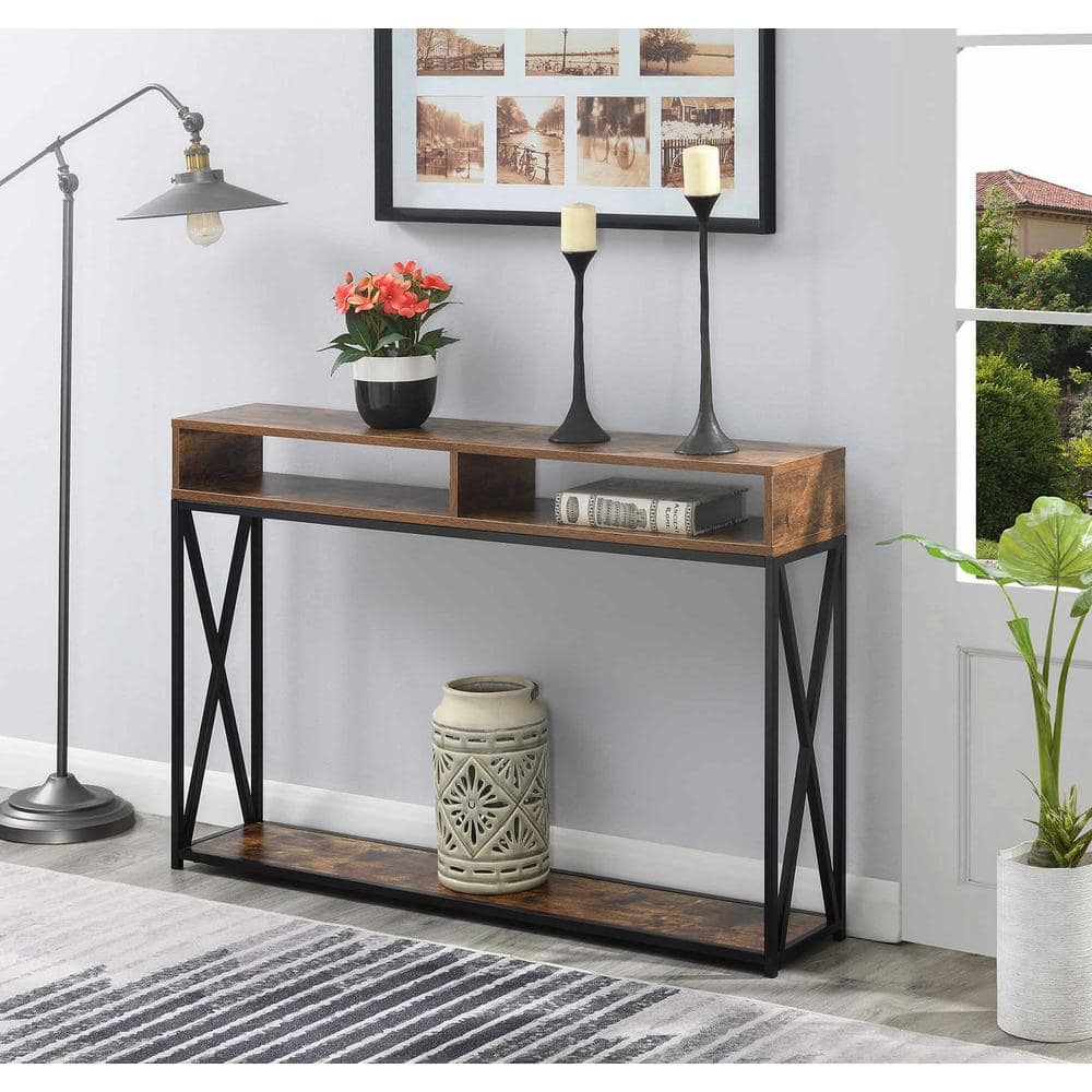 Barnwood Chic 48" Metal & Wood Console Table with Storage