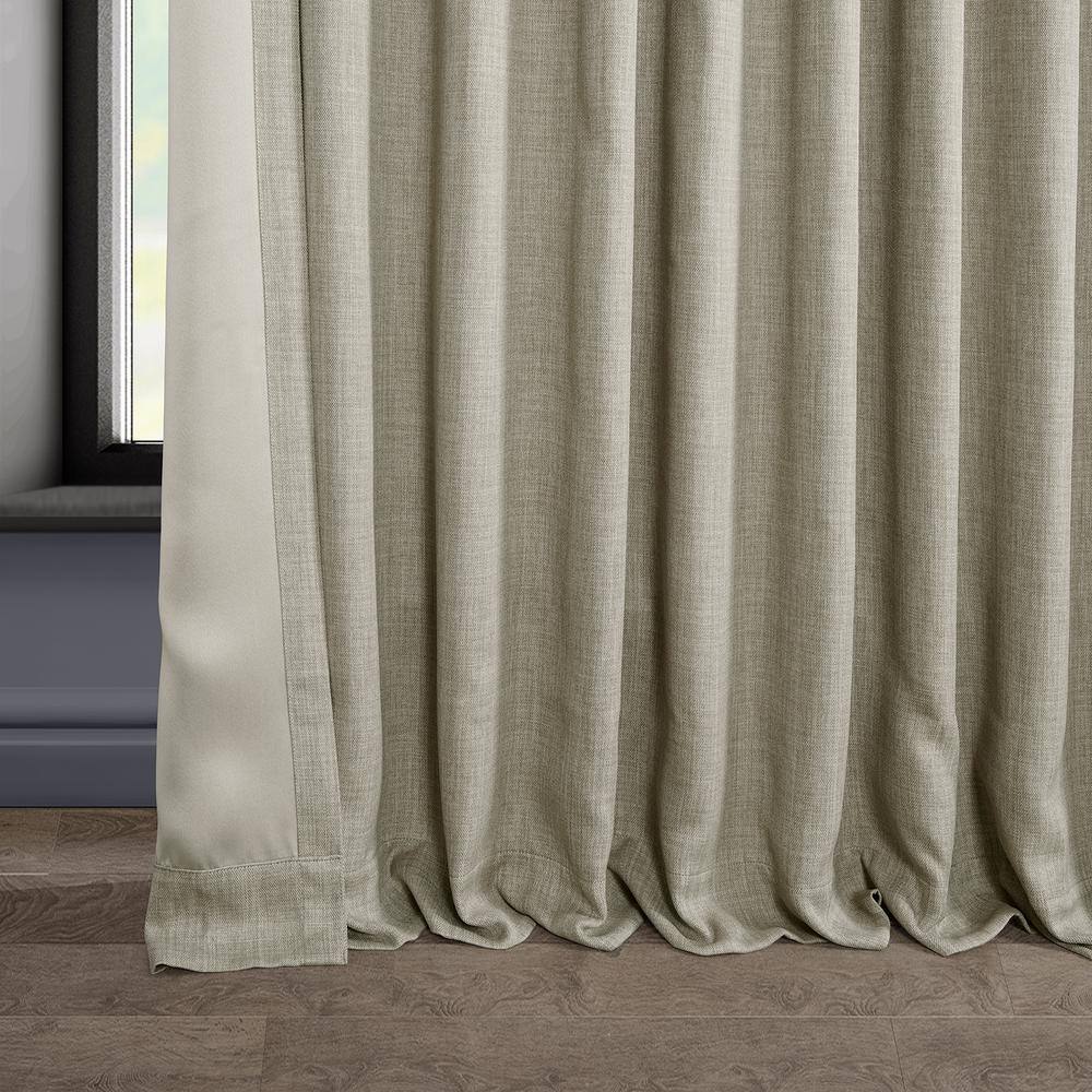 Oatmeal Beige Faux Linen Extra Wide Room Darkening Curtain - 100 in. W X 96 in. L (1 Panel)