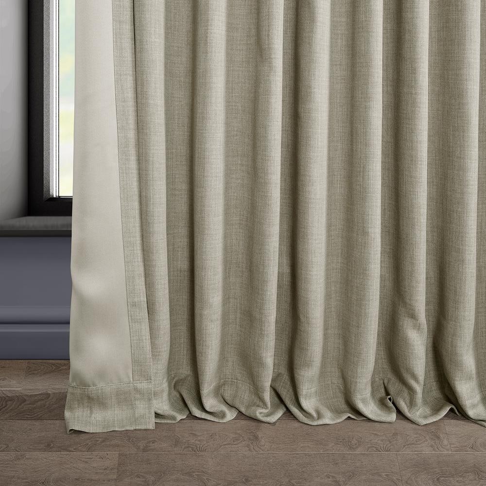 Oatmeal Faux Linen 108'' Room Darkening Window Curtain