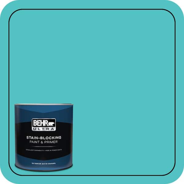 BEHR ULTRA 1 qt. #500B-4 Gem Turquoise Satin Enamel Exterior Paint & Primer