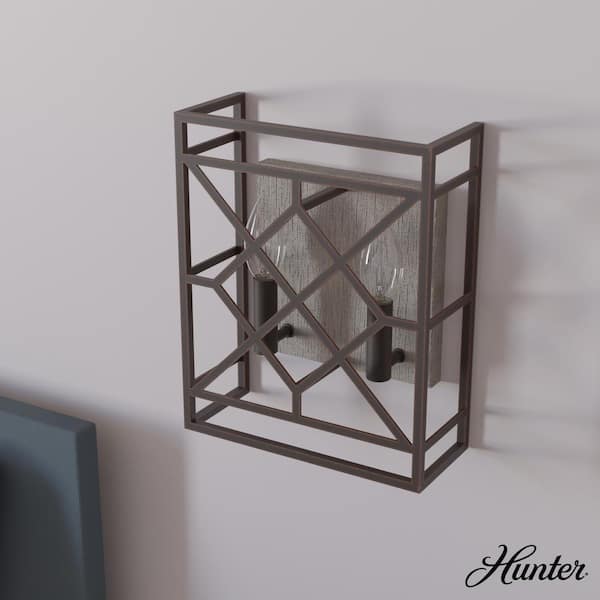 Hunter Langwood 2 Light Onyx Bengal Wall Sconce Bathroom Light