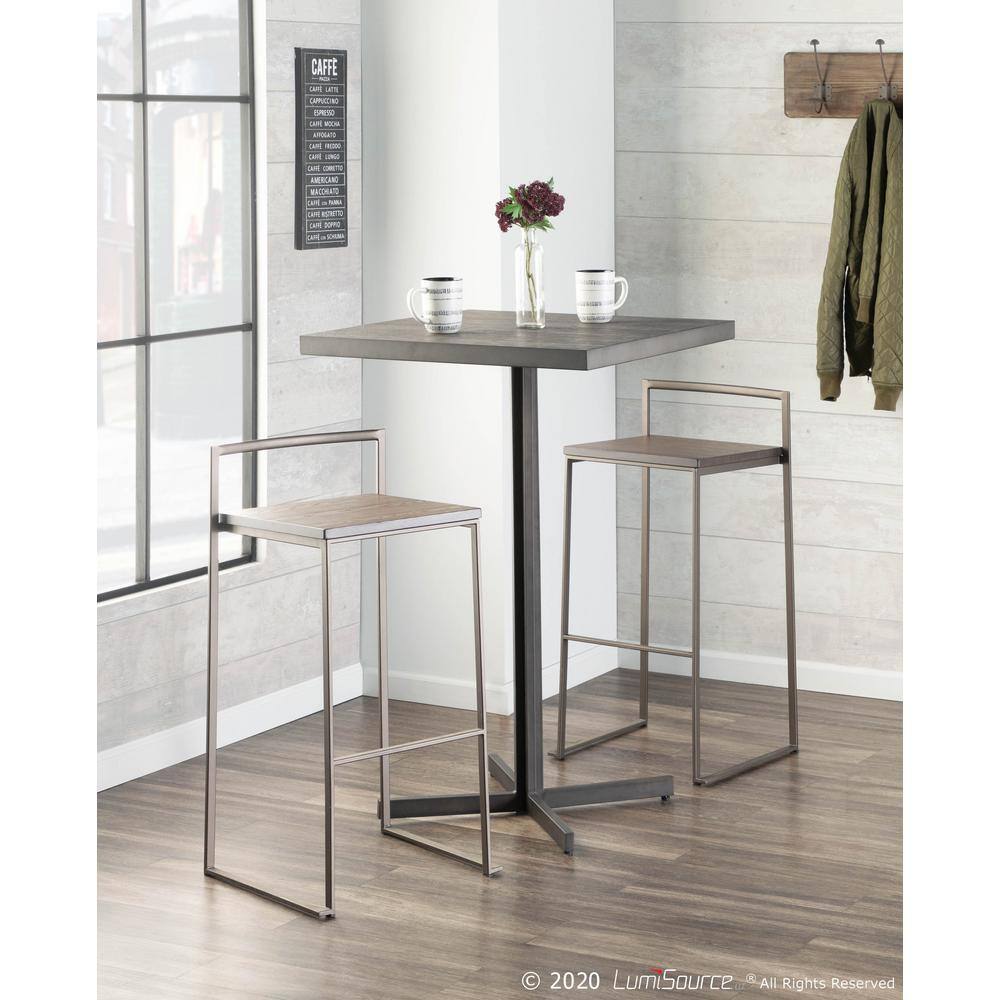 Espresso Bamboo and Antique Metal Industrial Bar Table