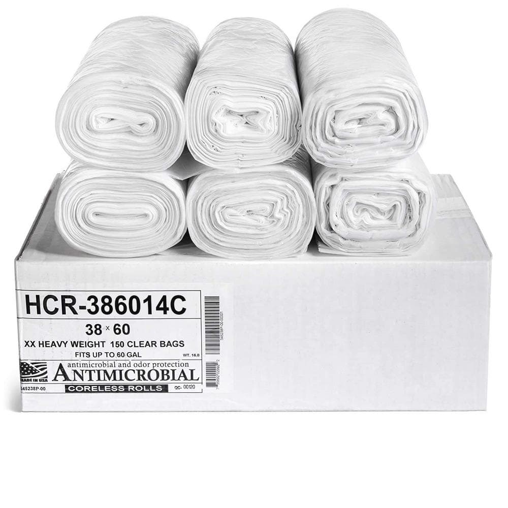 38 in. x 60 in. 60 Gal. Clear Trash Bags (Pack of 200) 14 mic (eq) for Janitorial and Industrial