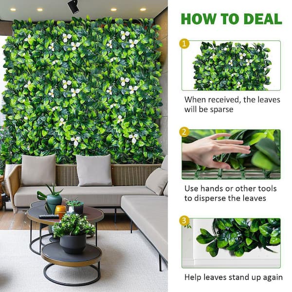 20-PC 20 in. Green Artificial Grass, Boxwood Grass Wall Panels