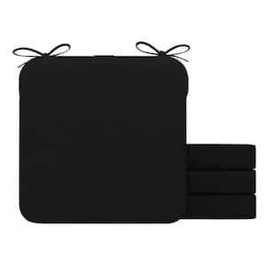 16 in. x 16 in. Indoor Round Square Corner Removable Non-slip Chair Cushion in Black (4-Pack)