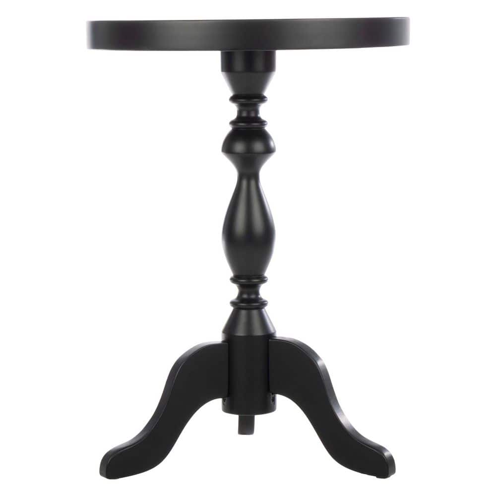 15.75 in. Round Wood Pedestal Side Table, Black - thumbnail 4