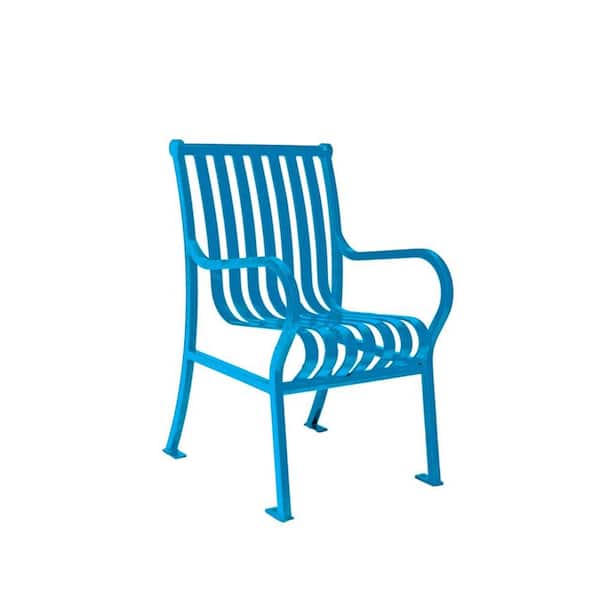 Ultra Play 2 ft. Hamilton Blue Portable Vertical Slats Commercial Park Chair with Arms Surface Mount