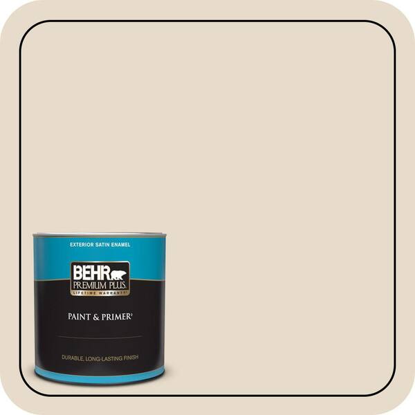BEHR PREMIUM PLUS 1 qt. #OR-W08 Coco Malt Satin Enamel Exterior Paint & Primer