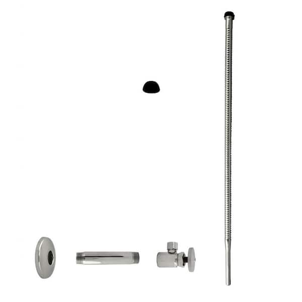 Westbrass 1/2 in. IPS x 3/8 in. O.D. x 20 in. Corrugated Supply Kit with Round Handle, Polished Nickel
