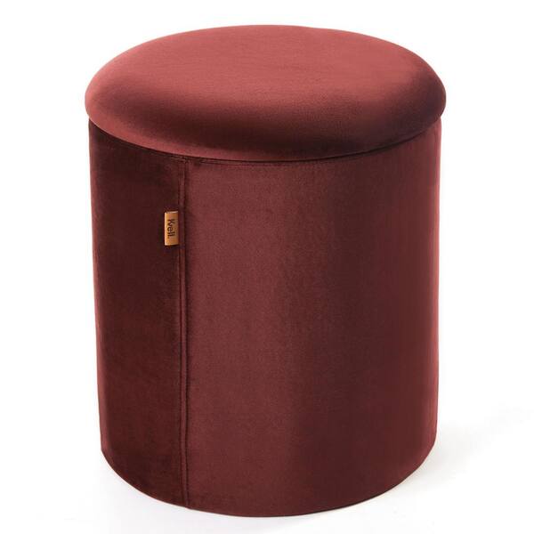 Unbranded 15 in. x 15 in. x 17 in. Passionate Plum Home Storage Cube Ottoman Foot Rest