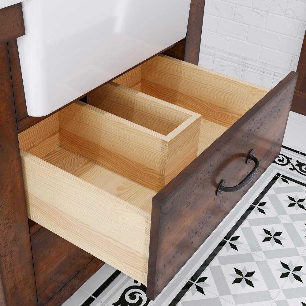 Paisley 30" Rustic Sienna Single Sink Vanity with Carrara Marble Top
