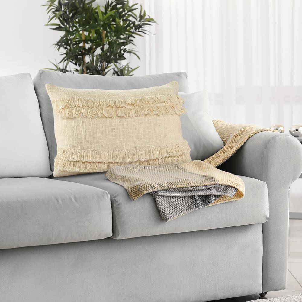 Standard Rectangular Cotton Throw Pillow with Textured Accents
