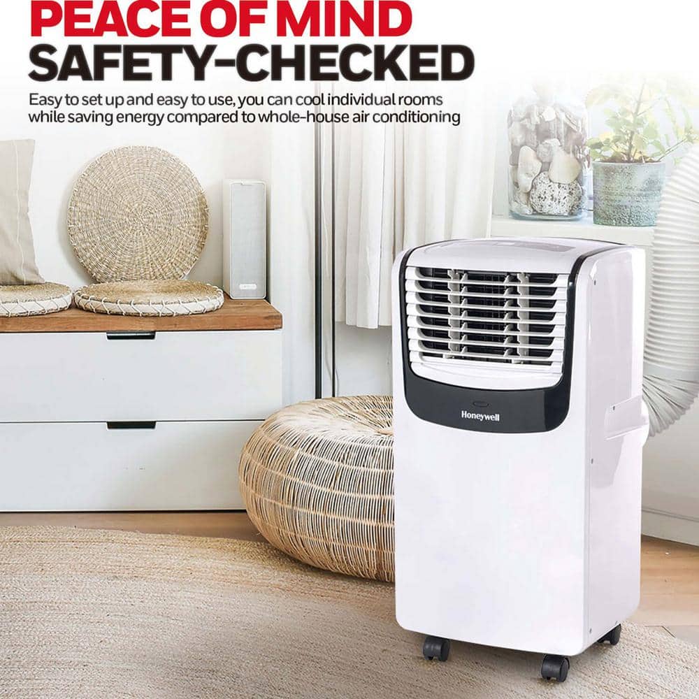 White and Black Portable Air Conditioner with Remote, 9100 BTU