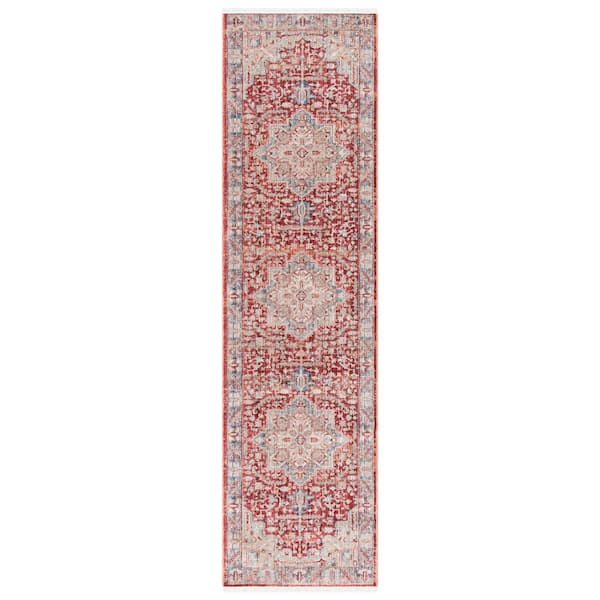 Kenitra 2 ft. x 10 ft. Red/Blue Geometric Runner Rug