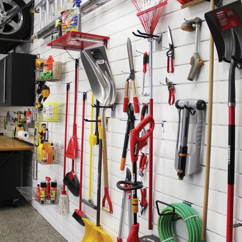 White Heavy Duty PVC Slatwall Garage Organizer, 8 ft x 4 ft