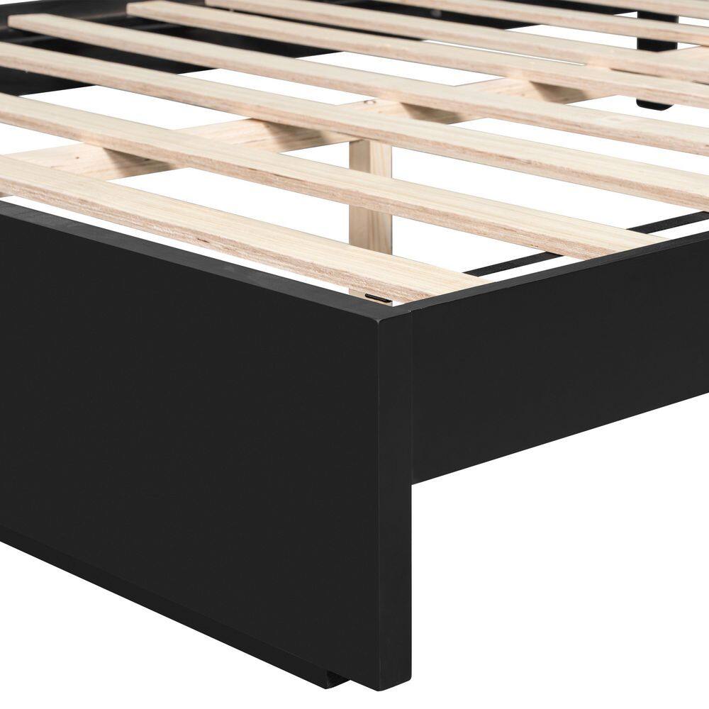 Ysabel Stylish Brown Solid Wood Frame King Size Platform Bed with Slatted Headboard - thumbnail 7