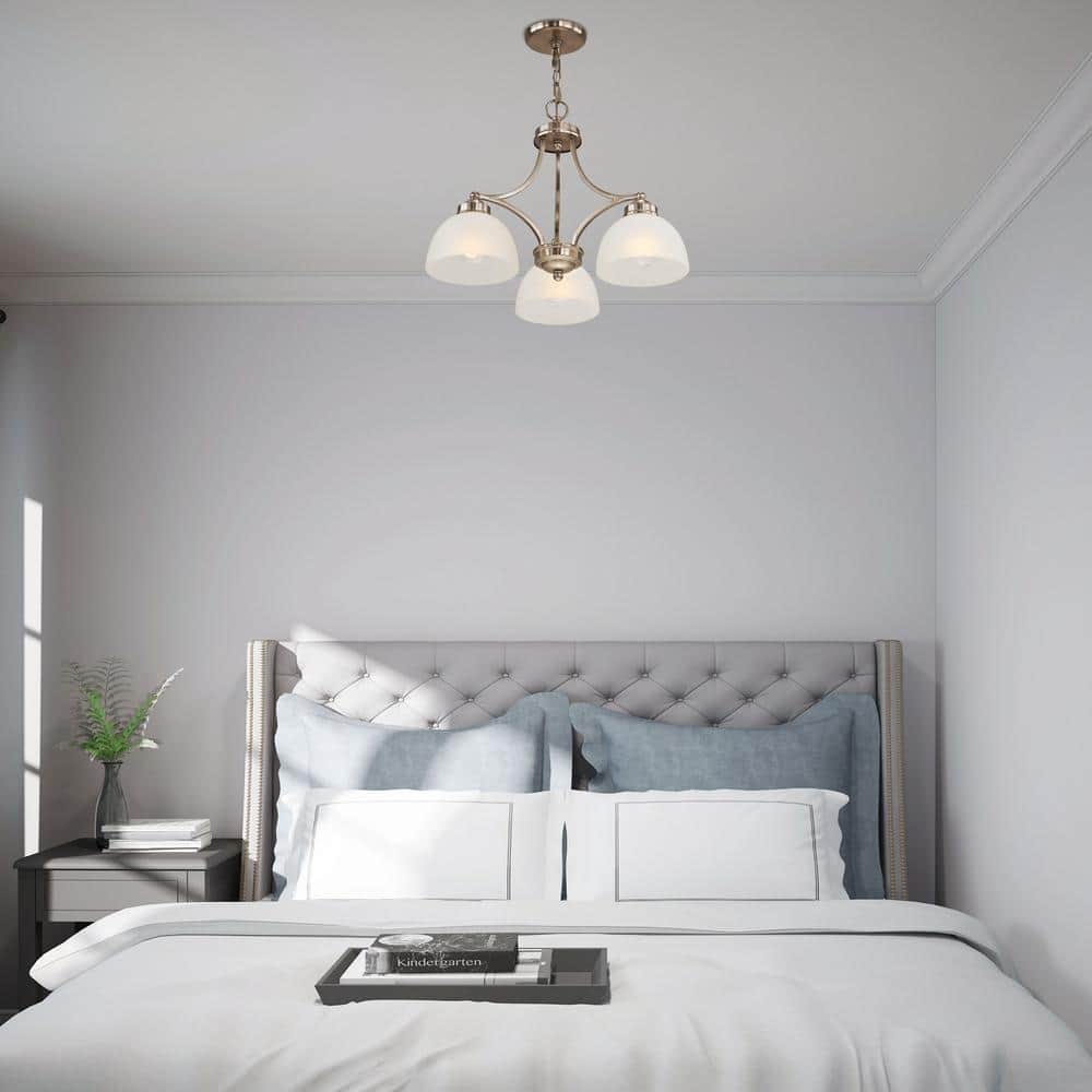 Somerset Mini 3-Light Chandelier in Brushed Nickel with Satin Glass