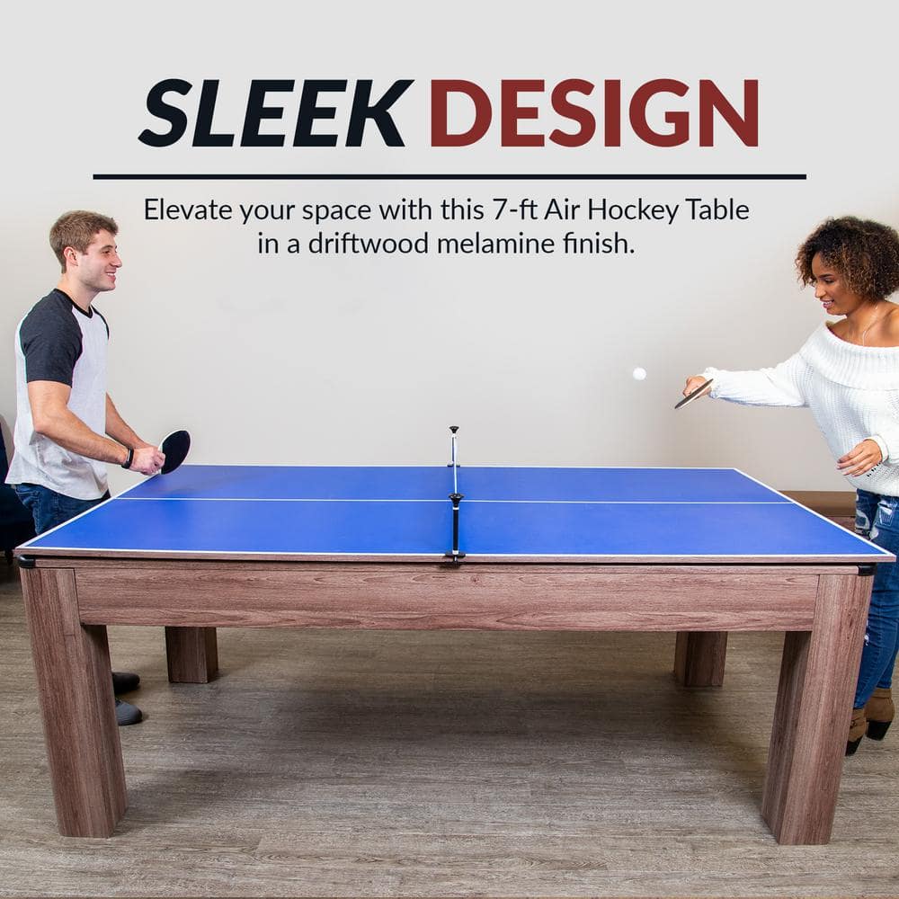Driftwood 84" 3-in-1 Air Hockey, Ping Pong & Dining Combo Set