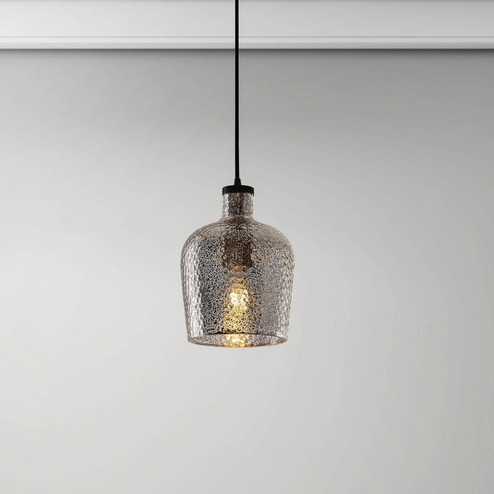 Jojospring Alexia 6.3 in. 1-Light Silver Ripple Glass Antique