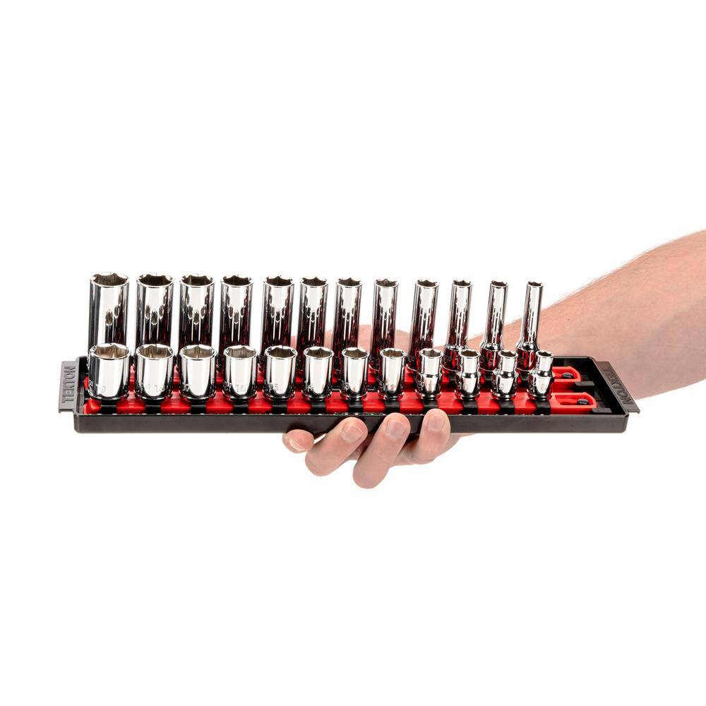24-Piece Chrome 6-Point Socket Set with Rails