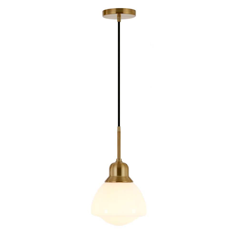 Contemporary Brass and Glass Globe Pendant Light