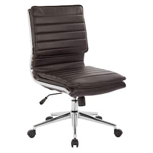 Espresso Armless Mid Back Manager's Faux Leather Chair with Chrome Base