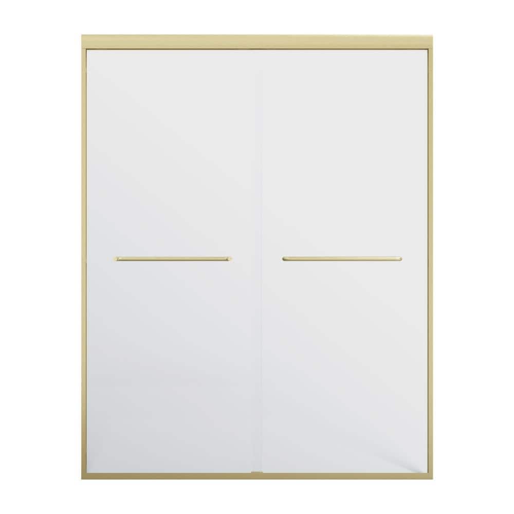 56-60 in. W x 72 in. H Semi Frameless Double Sliding Shower Door in Brushed Gold, 1/4 in. Clear Tempered Glass price history on PriceWatchPro