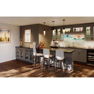 Bristol Painted Slate Gray Shaker Assembled Wall Bridge Kitchen Cabinet (36 in. W x 15 in. H x 14 in. D)