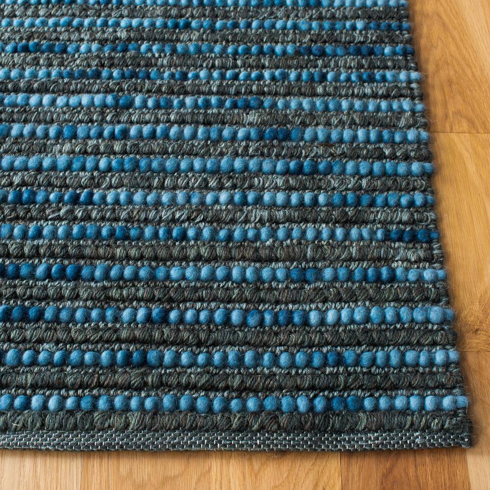 Hand-knotted Dark Blue and Multicolor Wool Runner Rug