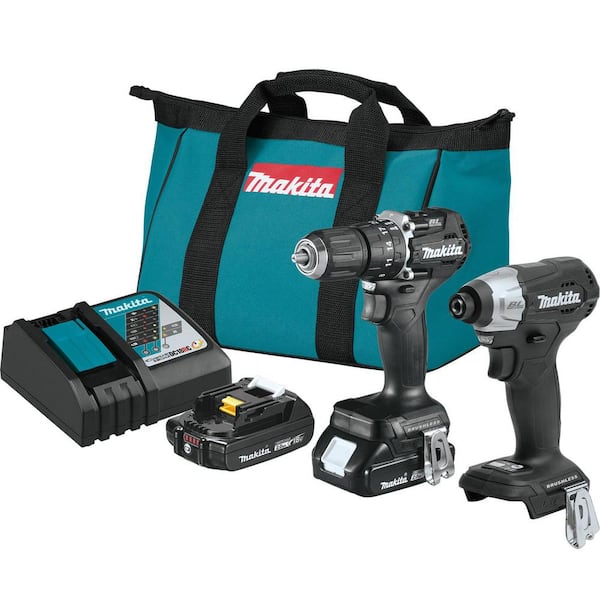 Makita 18V LXT Lithium-Ion Sub-Compact Brushless Cordless 2-piece Combo Kit (Hammer Driver-Drill/Impact Driver) 2.0Ah