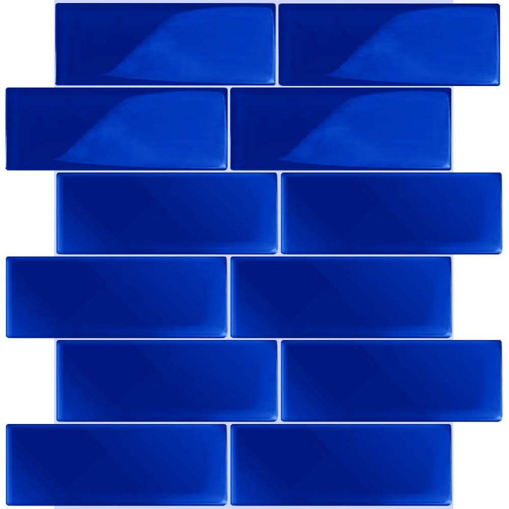Blue 3 in. x 12 in. Polished Glass Mosaic Tile Sample (0.25 sq. ft./Piece) price history on PriceWatchPro
