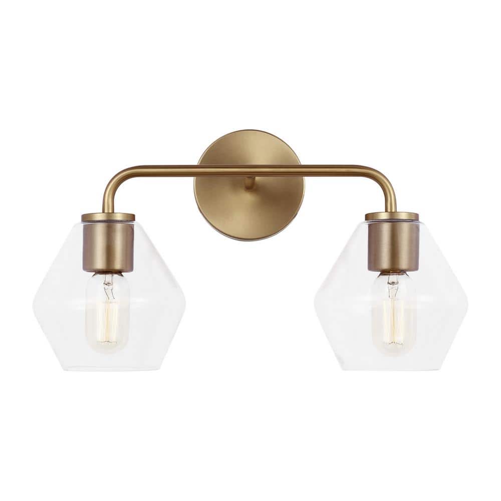 Jett 17" Satin Brass Vanity Light with Clear Glass Shades