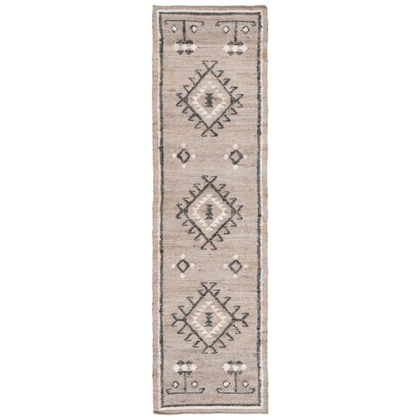 SAFAVIEH Kilim Grey/Black 2 ft. x 9 ft. Native American Border Runner Rug