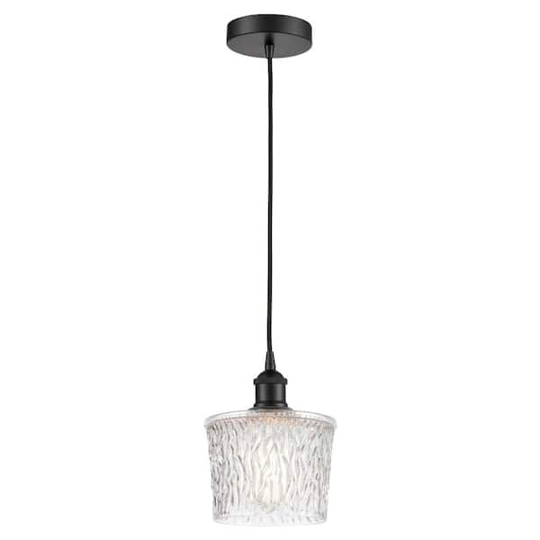 Niagra 60-Watt 1-Light Matte Black Standard Mini Pendant Light with Clear Glass Shade, No Bulbs Included