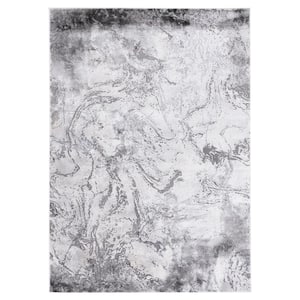 Craft Light Gray/Gray 5 ft. x 8 ft. Abstract Marble Area Rug