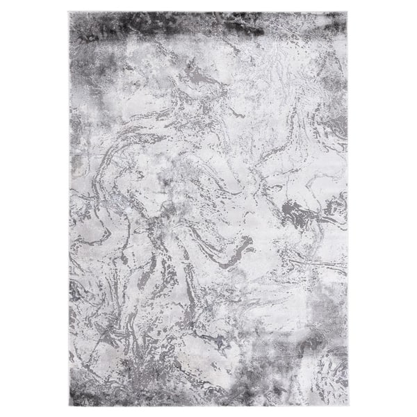 Craft Light Gray/Gray 7 ft. x 9 ft. Abstract Marble Area Rug