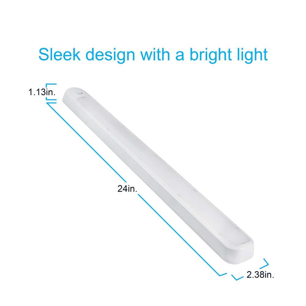 24-Inch White Plastic Battery Operated LED Light Bar