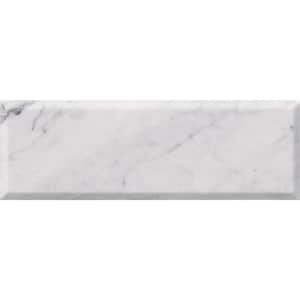 Arabescato Carrara Beveled 4 in. x 12 in. Honed Marble Wall Tile (5 sq. ft. /Case)