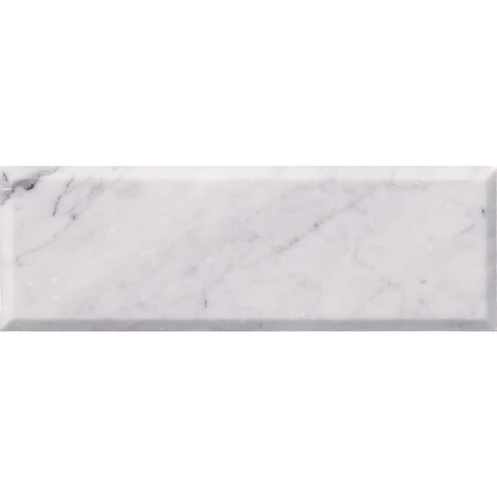 Take Home Tile Sample-Arabescato Carrara Beveled 4 in. x 4 in. Honed Marble Stone Look Wall Tile price history on PriceWatchPro
