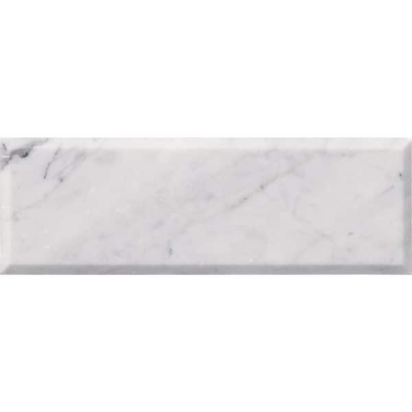 MSI Take Home Tile Sample-Arabescato Carrara Beveled 4 in. x 4 in. Honed Marble Stone Look Wall Tile