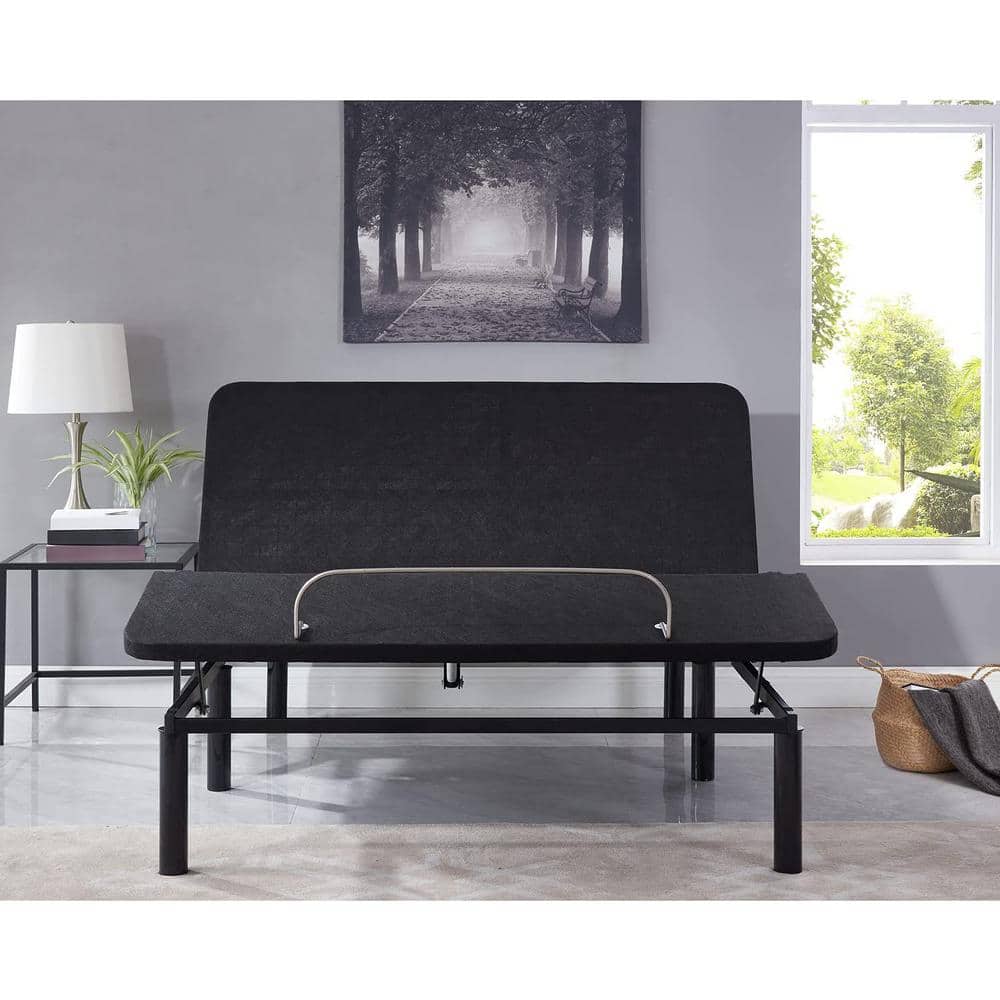 15" Black Metal Twin XL Adjustable Bed Frame with Wireless Remote