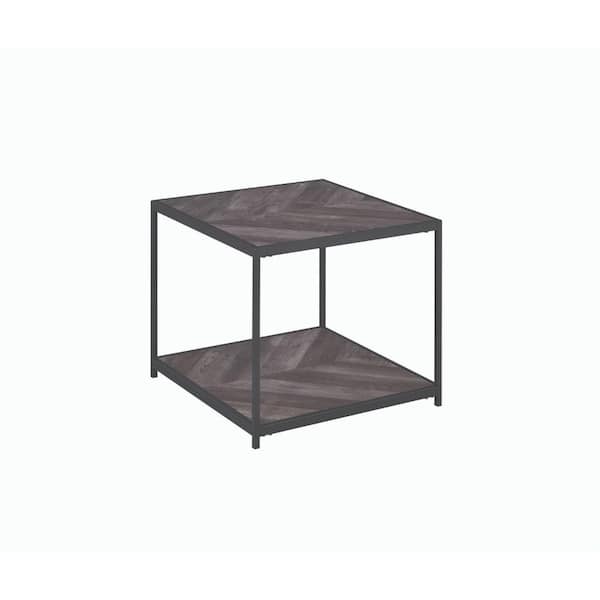 Benjara 23.5 in. Gray Square Wood End Table with Metal Frame