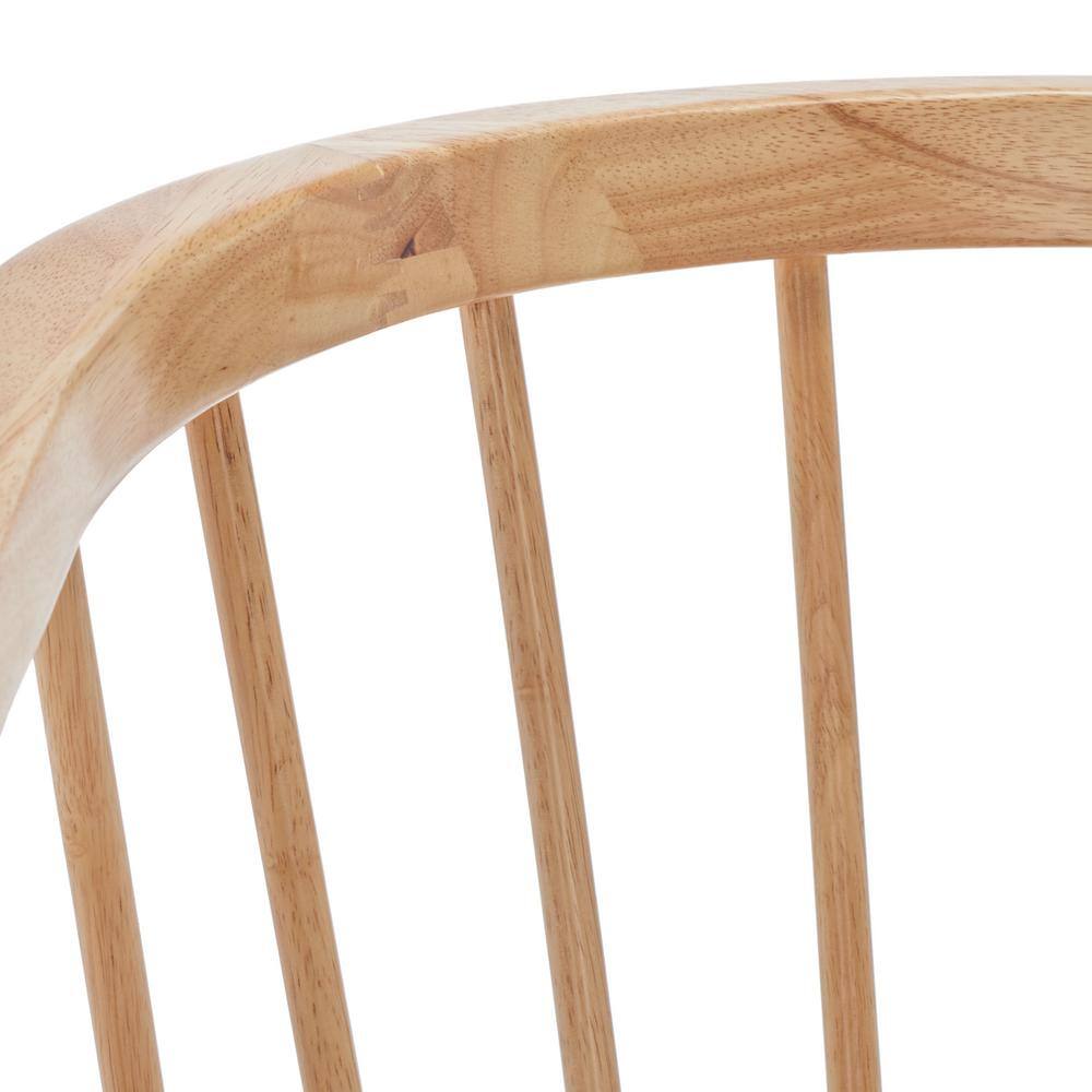Natural Wood Upholstered Linen Windsor Arm Chair