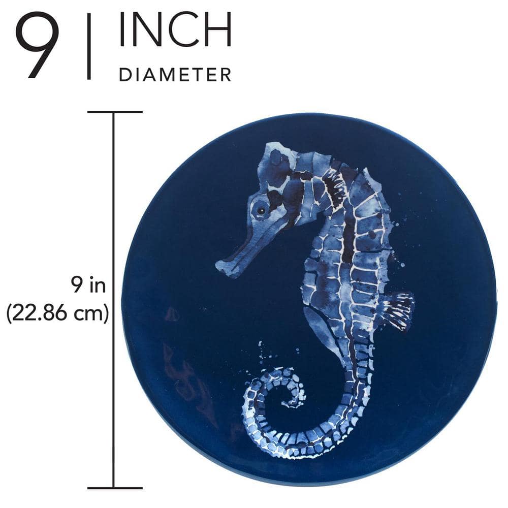 Sea Life Blue Melamine 9" Salad/Dessert Plates Set of 6