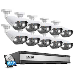 16-Channel 8MP PoE 4TB NVR Security Camera System with 10 Wired 8MP Spotlight IP Cameras, 2-Way Audio, Human Detection