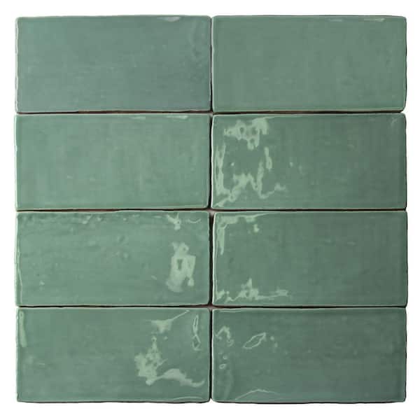 Ivy Hill Tile Catalina Green Lake 3 in. x 6 in. Polished Ceramic Subway Wall Tile (5.38 sq.ft./case)